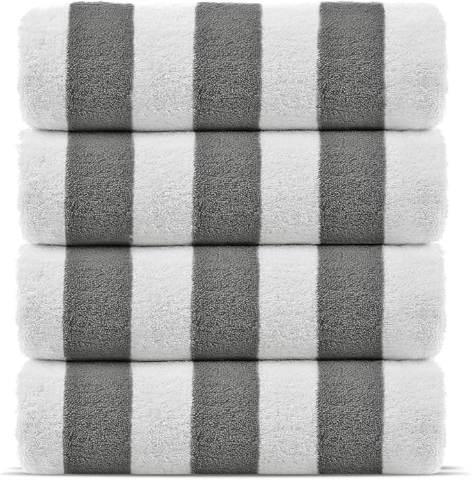 Toalla Argón  Listada 90*1.70 azul/Blanco Gris/Blanco beige/Blanco .850gr
